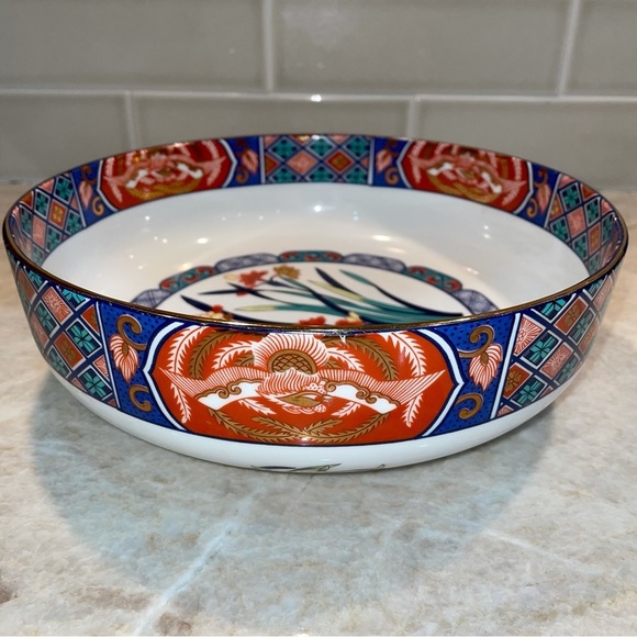 Vintage Japanese Imari Bowl, Kozan Gama Kiln Porcelain Large Floral Design Japan - Picture 5 of 12